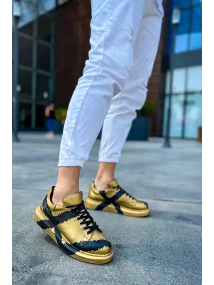 Omarı Modern ve Şık Gold Siyah Erkek Ayakkabı