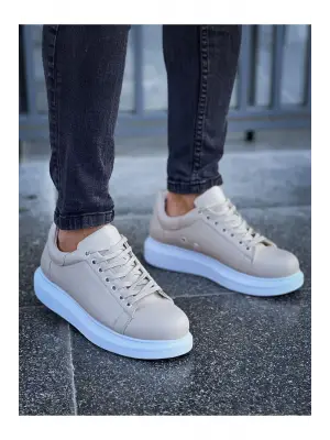 Omarı Yüksek Topuklu Bej Erkek Ayakkabı