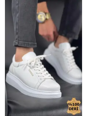 Omarı Yüksek Konforlu Deri Erkek Ayakkabı BEYAZ