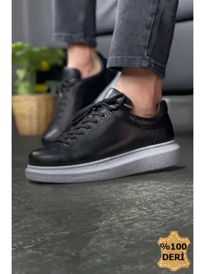 Omarı Deri Erkek Ayakkabı SIYAH Elegan Tasarım