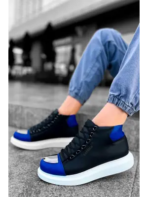 Omarı Siyah ve Mavi Renkli Roma Stil Erkek Bot