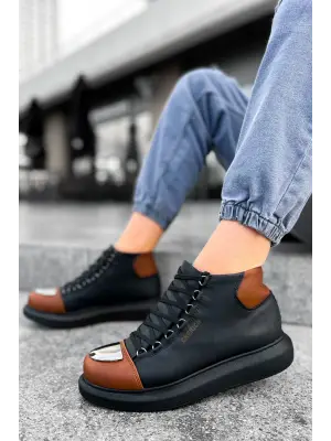 Omarı Trendy Roma Mirror Erkek Botları SIYAH/TABA