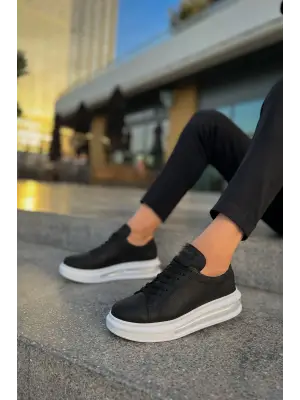 Omarı Çizgili Tabanlı Rahat Siyah Erkek Ayakkabı