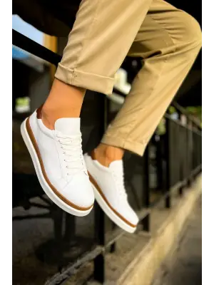 CH979 - Santoni GBT Spor Erkek Ayakkabı BEYAZ/TABA