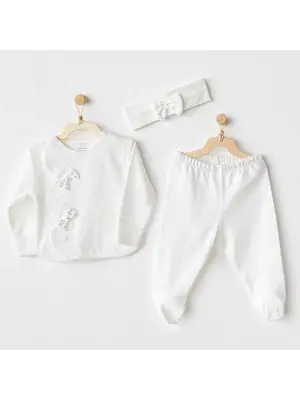 Chic Girl 3lü Bebek Zıbın Takım Ekru