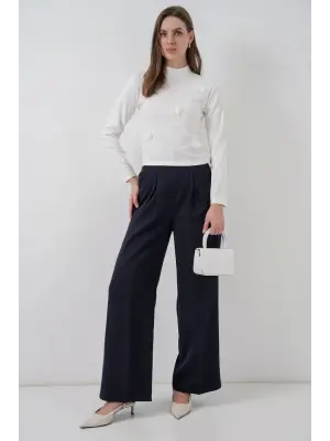 Çiçekli Örme Bluz 978 - Beyaz