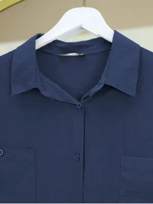 Omarı Elegan Oval Kesim Cepli Gömlek Tunik