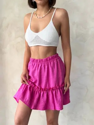 Çingene keten etek fuşya s24808