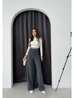 Cırtlı pantolon krep füme pt