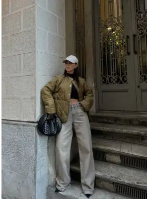 Cıt Cıt Detaylı Çepli Ceket Mont- Kahve