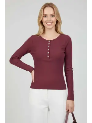 Çıtçıt Detaylı Bluz Mürdüm T4343