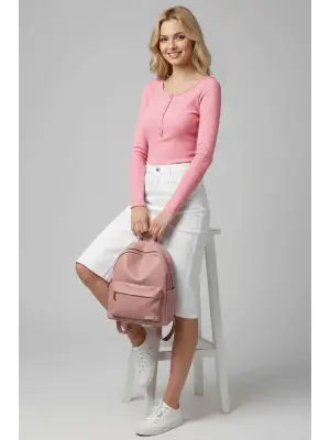 Çıtçıt Detaylı Bluz Pembe T4343