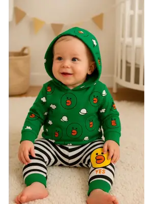 Civciv Desenli 2li % 100 Pamuk Erkek Bebek Takımı