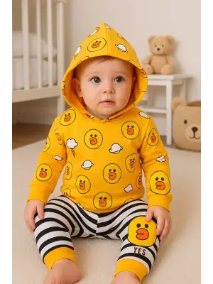 Civciv Desenli 2li % 100 Pamuk Erkek Bebek Takımı