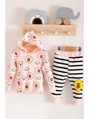 Civciv Desenli 2li % 100 Pamuk Kız Bebek Takımı