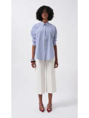 Omarı Yumuşak Dokulu Çizgili Basic Gömlek