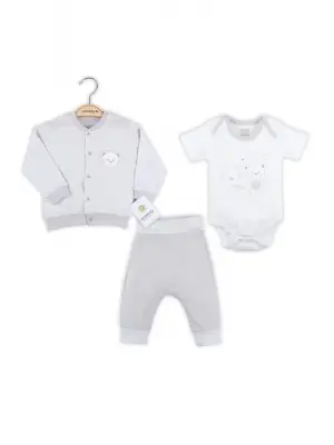 Çizgili Bear Hırkalı % 100 Pamuk Erkek Bebek Takım