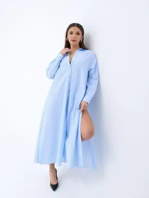 Omarı Çizgili Elbise Kadınların Favorisi Olacak