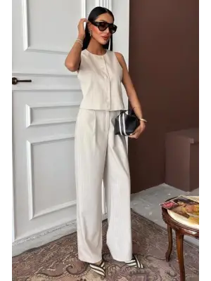 Omarı Çizgili Flamlı Poliviscon Takım