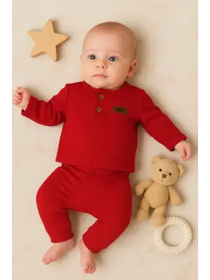 Çizgili Kumaş % 100 Pamuk 2li Unisex Takım