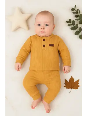 Çizgili Kumaş % 100 Pamuk 2li Unisex Takım