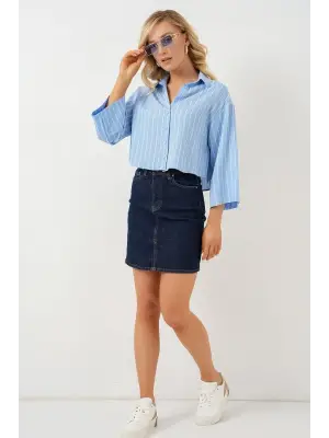 Modern Oversize Çizgili Gömlek