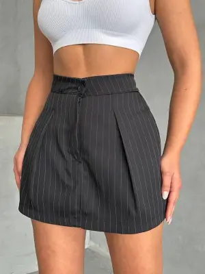 Asil Çizgili Şort Etek
