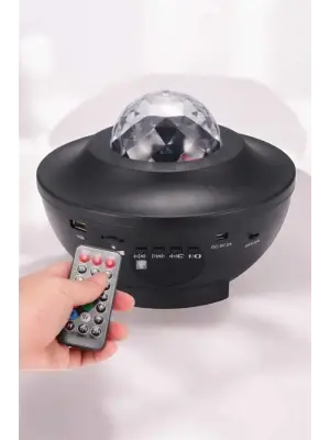 Çocuklara Özel Şarjlı Bluetooth Hoparlör Parti Led Lambası Yıldızlı Projeksiyon