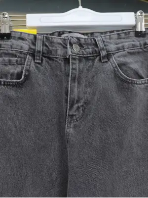 Çok Cepli Yüksek Bel Kot Pantolon  -Füme