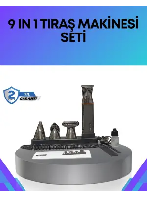 Çok Fonksiyonlu 9’u 1 Arada Tıraş Makinesi Şarjlı Saç Sakal Düzeltici