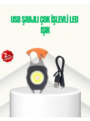 Çok İşlevli Usb Şarjlı Anahtarlık Fener