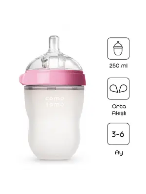 Comotomo Antikolik Silikon Biberon 250 ml 3-6 Ay Pembe