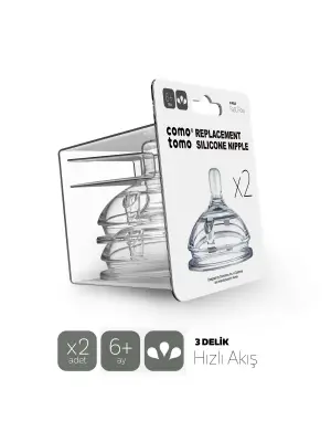 Comotomo Silikon 2Li Biberon Emziği Hızlı Akış 6+ Ay