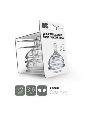 Comotomo Silikon 2Li Biberon Emziği Orta Akış 3-6 Ay