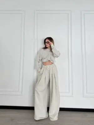 Omarı Elegan Gri İkili Takım