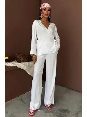 Omarı Kruvaze Model Çupra Keten Takım