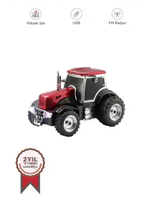 D42 Kırmızı Traktör Tasarım Usb/fm Radyo Bluetooth Hoparlör Speaker