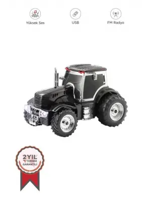 D42 Siyah Traktör Tasarım Usb/fm Radyo Bluetooth Hoparlör Speaker