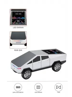 D68 Cyber Model Araba Tasarımlı Bluetooth Hoparlör 15w Güçlü Ses Rgb Led /tws/usb Beyaz