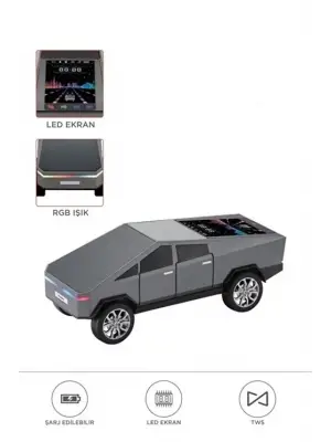 D68 Cyber Model Araba Tasarımlı Bluetooth Hoparlör 15w Güçlü Ses Rgb Led /tws/usb Gri