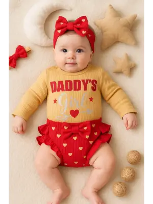 Daddys Girl Bandanalı Kız Bebek Takımı