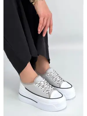 Dalen Gri Keten Bağcıklı Spor Ayakkabı