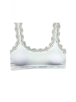 Omarı Nakış İşlemeli Bambu Kadın Büstiyer Beyaz