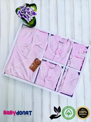 Dantelli Kız Bebek 10 Parça Kız Bebek Hastane Çıkışı Kutulu %100 Pamuk