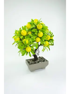 Dekor Ağaç Limon Ağacı Saksılı Dekoratif Ağaç Biblo 24x13 cm