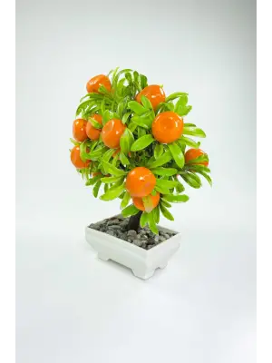 Dekor Ağaç Portakal Ağacı Saksılı Dekoratif Ağaç Biblo 24x13 cm
