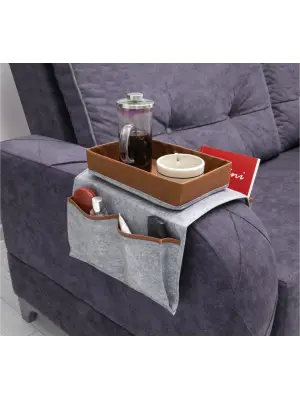 Omarı Deri Şeritli Çok Amaçlı Koltuk Kenarı Düzenleyici