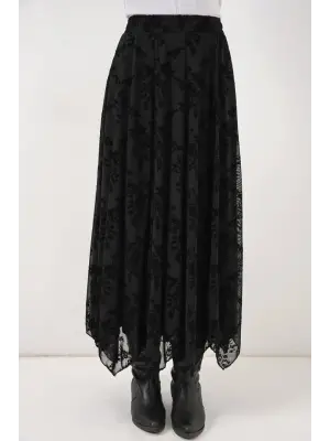 Zarif Desenli Astarlı Etek