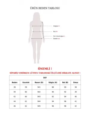 Desenli Etek Beli Lastikli Yelek Etek Kot Takım   -Gri