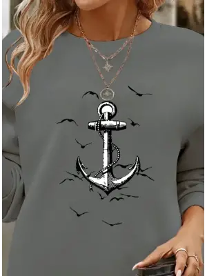 Omarı Desenli Viskon Uzun Kollu Kadın Bluz